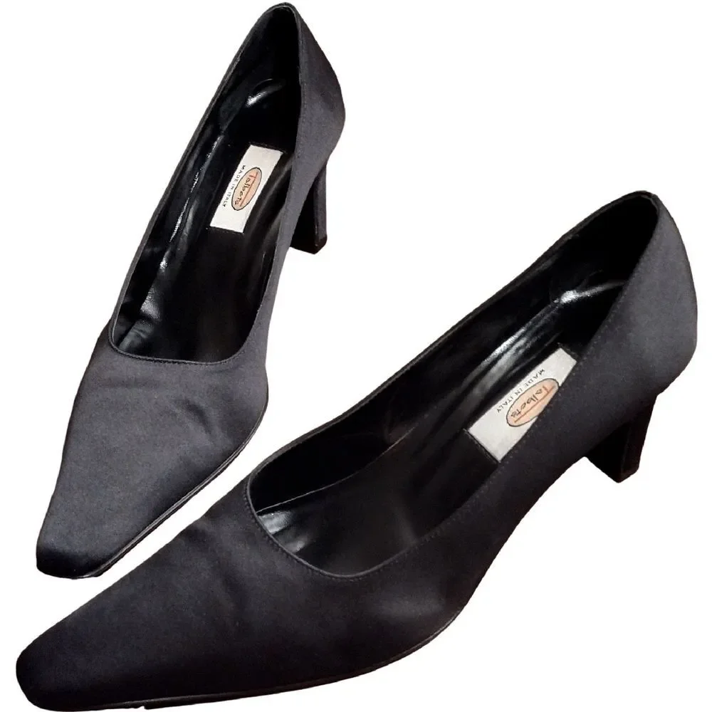 Vintage Talbot's Pointed Toe with Block Heel, Made in Italy, Size 8.5M, Black